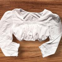 Camicetta Crop Top Bianca con Maniche Voluminose