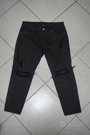Jeans Nero Strappato Uomo Taglia 48