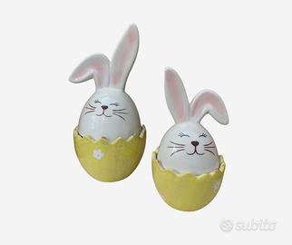 Coppia articoli decorativi in ceramica - Giallo