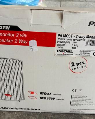 Coppia casse Proel M03T 30W 100v Nuove con scatola