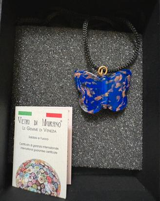 Collana artigianale blu e oro - “Vetri di Murano”