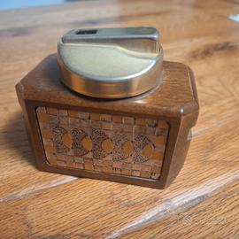 Brunel Accendino da tavolo vintage legno argento