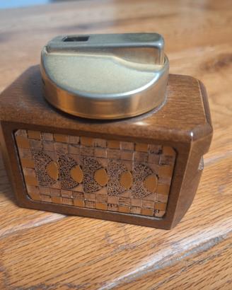 Brunel Accendino da tavolo vintage legno argento