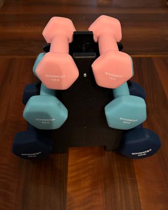 Set 12 kg Pesi Palestra in Neoprene + Rastrelliera