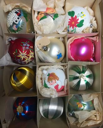 PALLINE NATALE IN VETRO ANNI 70 NUOVE