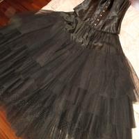 Maxigonna raso/tulle nero dark goth