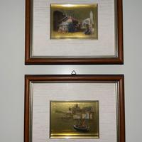 Coppia di quadretti su foglia d'oro