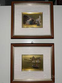 Coppia di quadretti su foglia d'oro