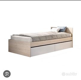 Letto singolo con due cassetti