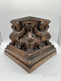Capitello Base Alzata in legno antica XVII Sec
