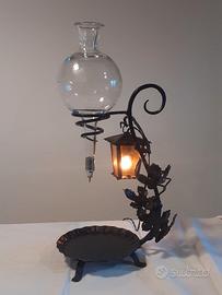 Decanter mescita vino vetro ferro battuto lampada