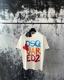 shirt Dsquared2 Graffiti Heart Bianca - Nuova