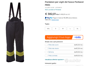 Pantaloni ignifughi vigili del fuoco nomex