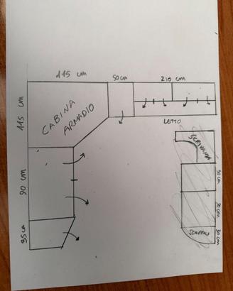Cameretta da letto completa con cabina armadio