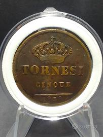 5 Tornesi del 3° tipo del 1858 ( NON COMUNE) FERDI