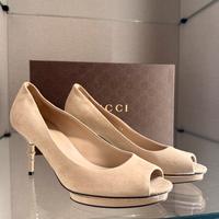 Decollete Gucci scamosciata beige