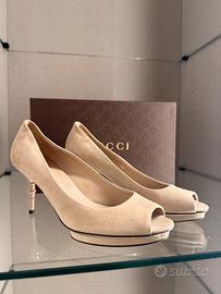 Decollete Gucci scamosciata beige