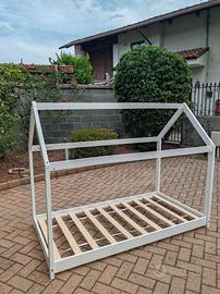 Lettino Montessori bianco casetta 88 x 166 h 132
