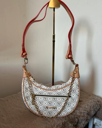 Borsa da donna bianca e beige con tracolla