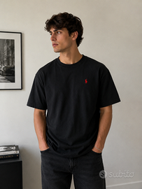 T-shirt Polo Ralph Lauren Nera con Logo Rosso - xl