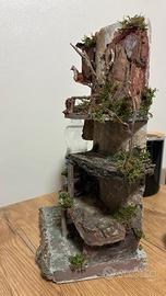 Presepe artigianale napoletano su tegola antica