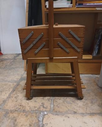 Mobile porta cucito vintage in legno