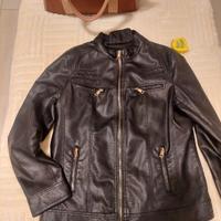 giacca chiodo donna simil pelle nero tg 52 