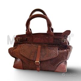 BORSA DONNA PELLE DI SERPENTE MARRONE DA REVISIONA