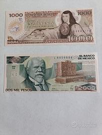 Banconote Messico 1000 e 2000 Pesos