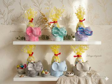 Elefanti in gesso ceramico