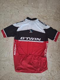 maglia uomo da bici btwin bianca rossa nera
