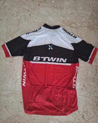 maglia uomo da bici btwin bianca rossa nera