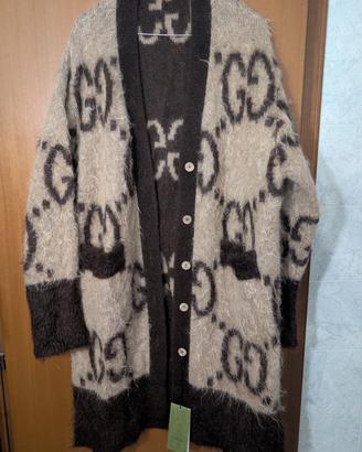 CARDIGAN LUNGO REVERSIBILE GUCCI GG MOHAIR