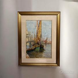 Acquarello originale, “scena portuale”