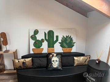 Quadro cactus 3D legno riciclato 134x70