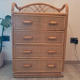 Cassettiera in vimini e legno