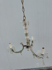 Lampadario vintage tre luci vetro Murano classico 