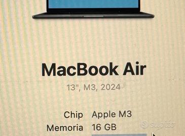 MacBook Air 13" M3 16GB 512GB