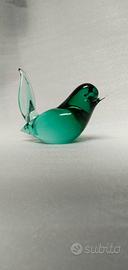 Vetro Murano: uccello Cenedese verde smeraldo 