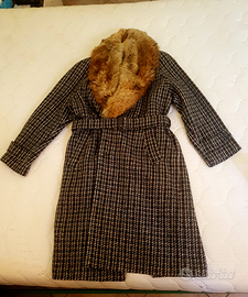 Cappotto uomo vintage con collo in pelliccia