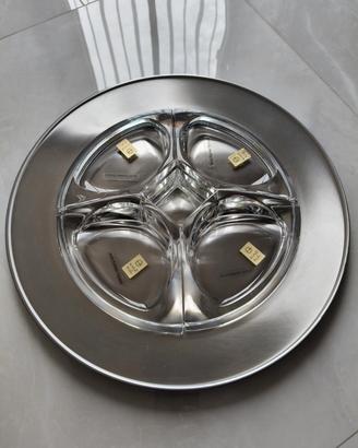 Antipastiera vintage Gottinghen inox e cristallo. 