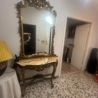 Consolle antica con specchio oro