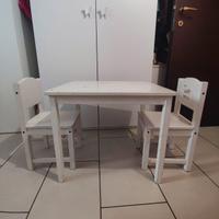 Tavolino + 2 sedie bambini legno massiccio