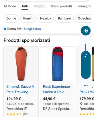 sacco a pelo ancora imballato con etichetta rock..