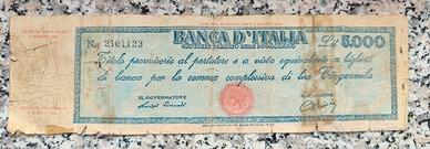 5000 lire titolo provvisorio testina falso d'epoca