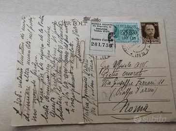 Cartolina Espresso 1942 TERNI-ROMA - Rara Etichett