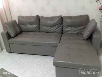 divano letto ecopelle grigio 