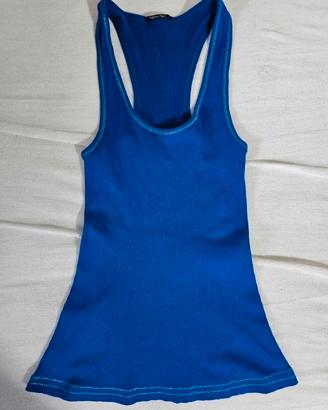 Canottiera Tezenis blu elettrico aderente 