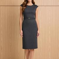 Redingote con cintura tg.46 grigio a righe bianche