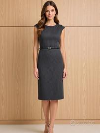 Redingote con cintura tg.46 grigio a righe bianche